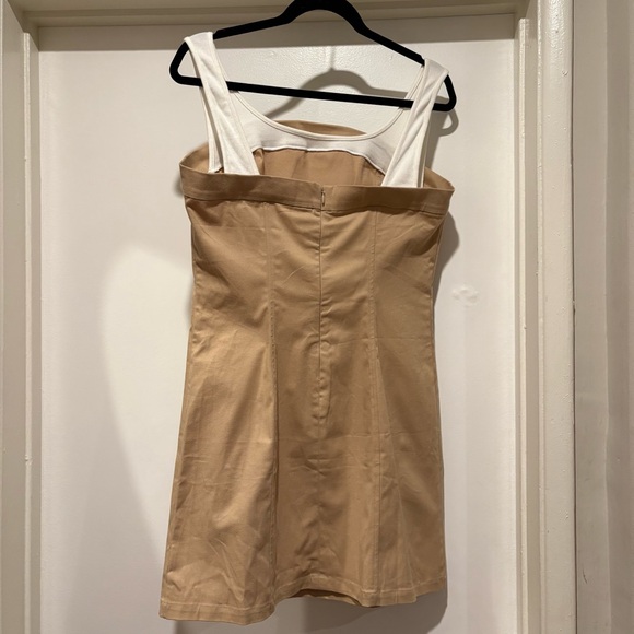 by Anthropologie Maeve Sleeveless Twofer Mini Dress Khaki White Tank New NWT - Picture 5 of 13